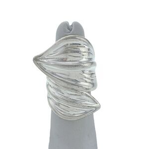 Vintage CFJ Thailand Sterling Silver 925 Leaf Wrap Ring Size 5